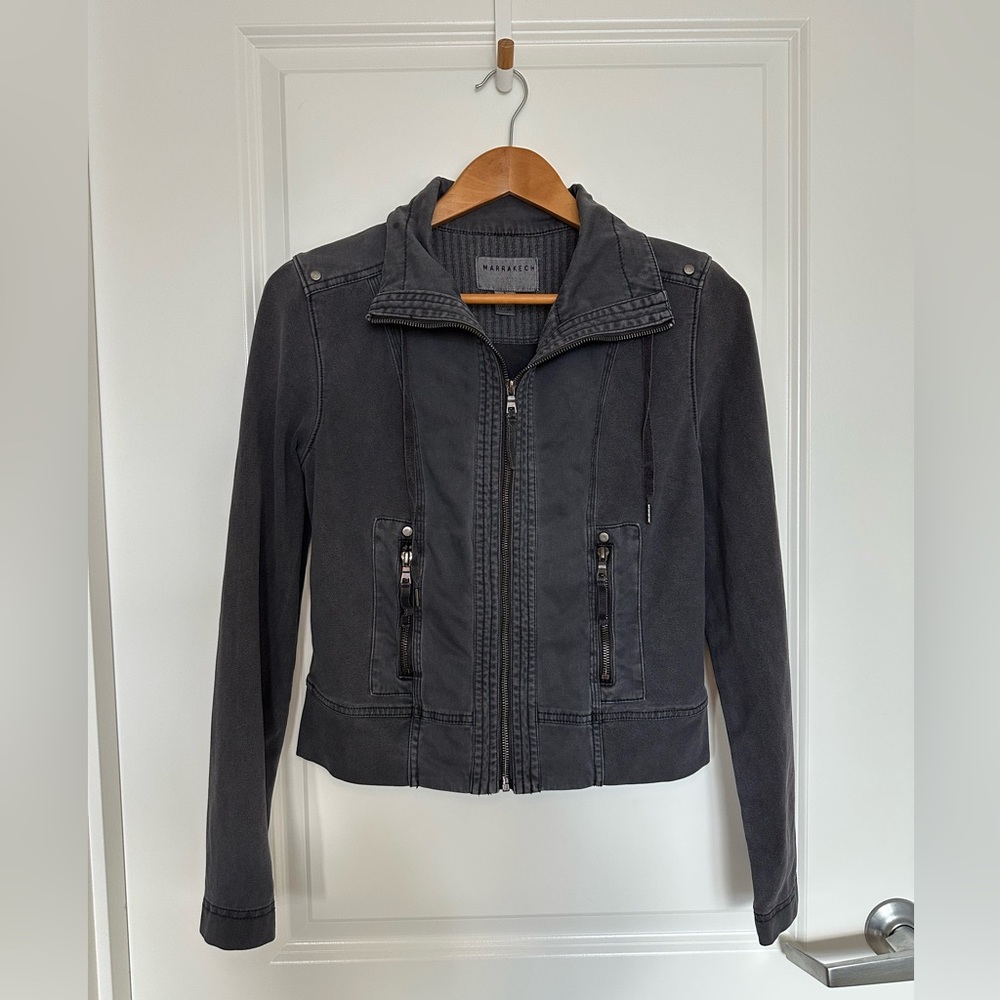Marrakech (Anthropologie) Gray Tailored Jacket Cropped Style